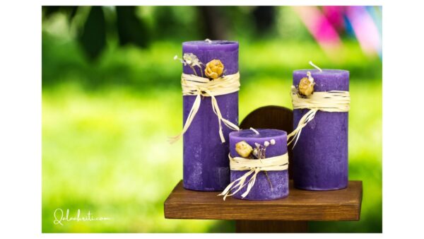 Candles - Unscented Pillar Candles Set Of 3 Different Types